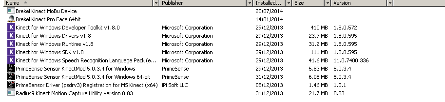 installed Kinect related programs.PNG